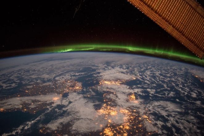 aurora polar vista do espaço