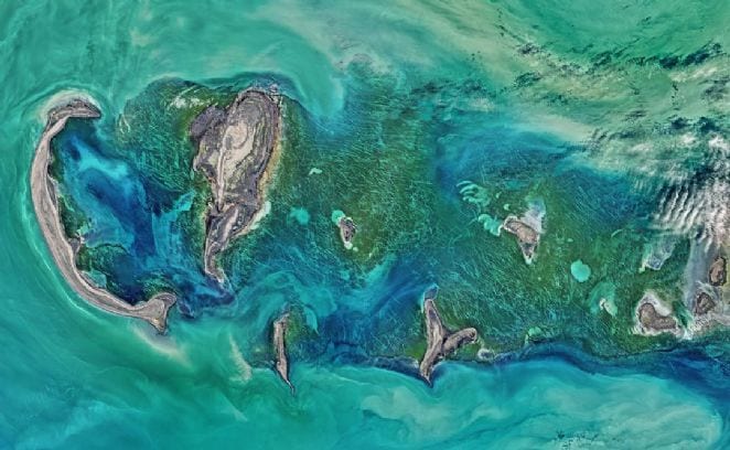 mar cáspio visto do espaço